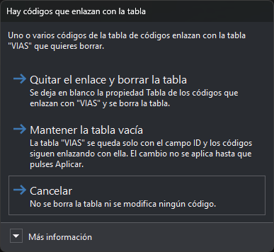 Cuadro Hay códigos que enlazan con la tabla