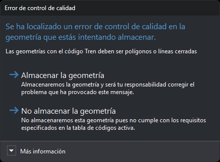 Cuadro Error de control de calidad