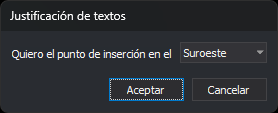 Cuadro de diálogo Justificación de textos