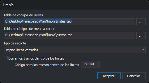 Cuadro de diálogo Limpia