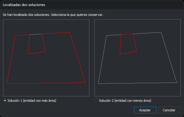 Cuadro de diálogo Localizadas dos soluciones