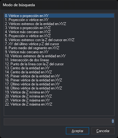 Cuadro de diálogo Modo de búsqueda