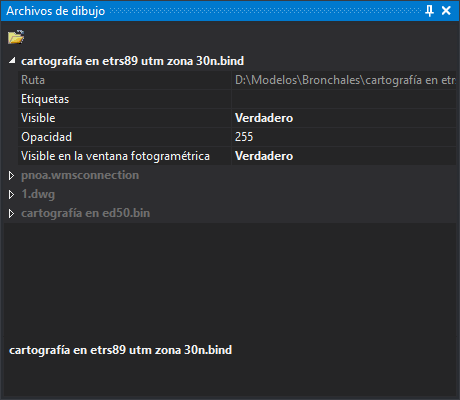 Panel Archivos de dibujo