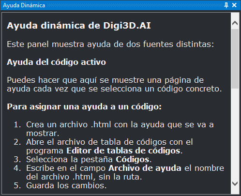 Panel Ayuda dinámica