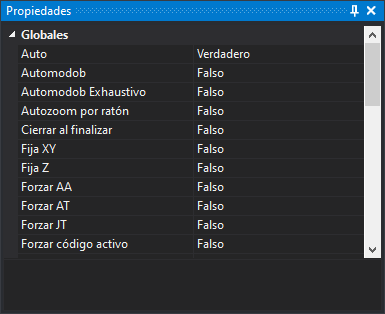 Panel propiedades