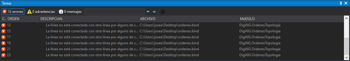 Panel de tareas