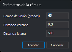 Cuadro de diálogo Parámetros de la cámara