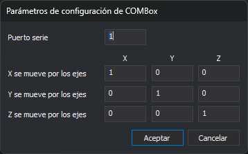 Cuadro de diálogo Parámetros de configuración de COMBox