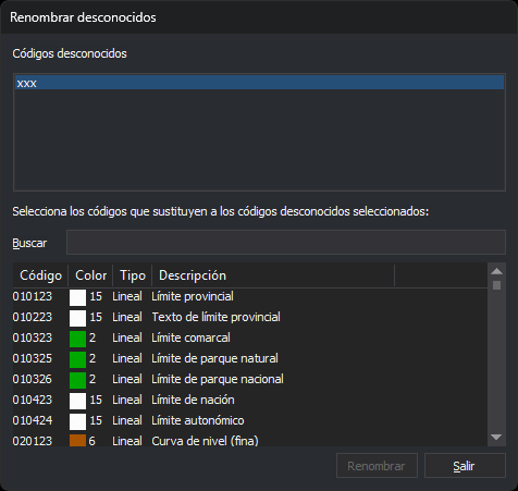 Cuadro de diálogo Renombrar desconocidos