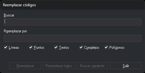 Cuadro de diálogo Reemplazar códigos
