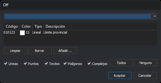 Cuadro de diálogo de BORRA_COD