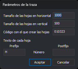 Cuadro de diálogo Parámetros de la traza