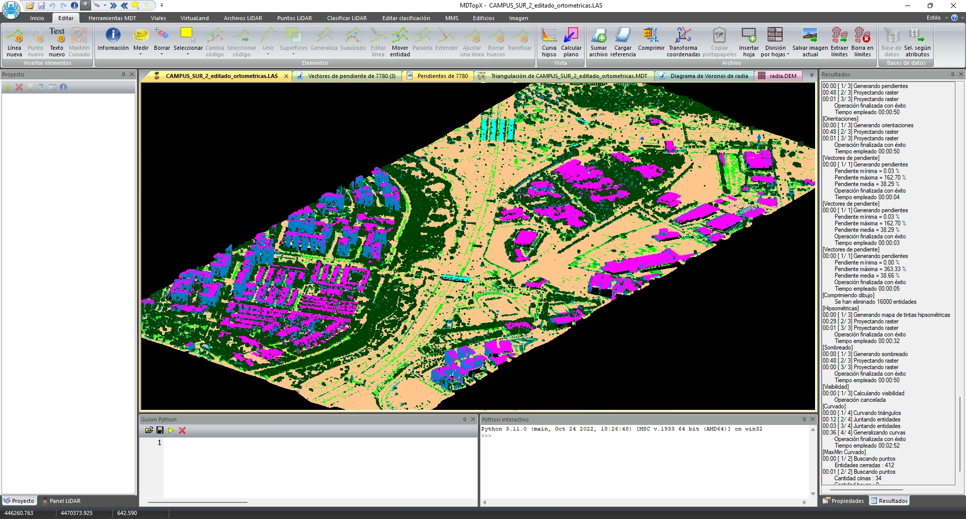 Nube de puntos LiDAR coloreada por clasificación