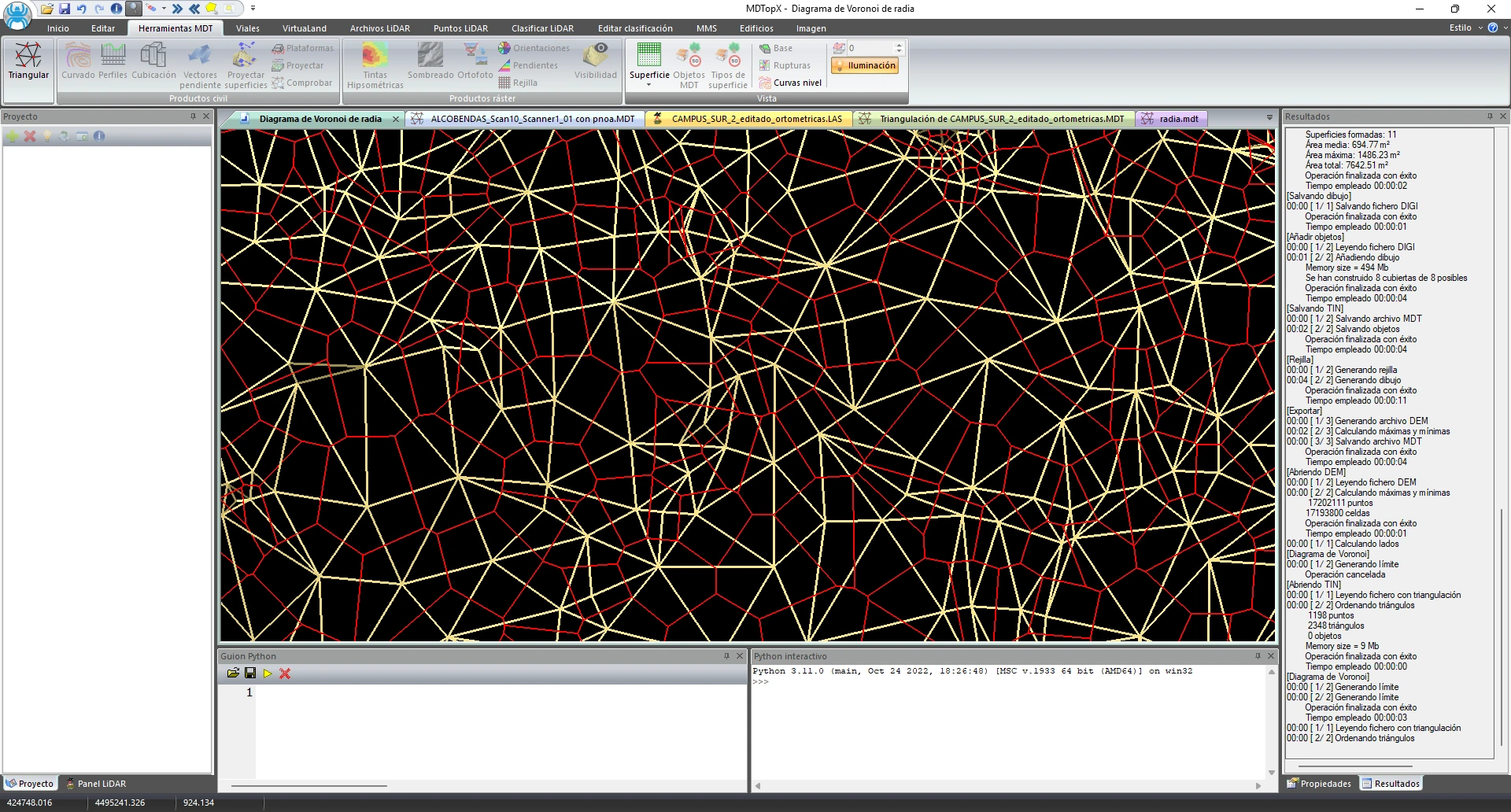 Diagrama de Voronoi sobre un conjunto de puntos del terreno